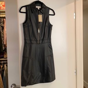 Michael Kors Black Leather Sleeveless Dress - NWT